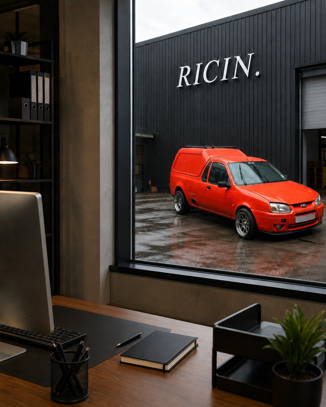 Red Ricin Xpress delivery van